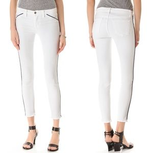 J Brand Piped White Skinny Cropped Jeans 27x28.5